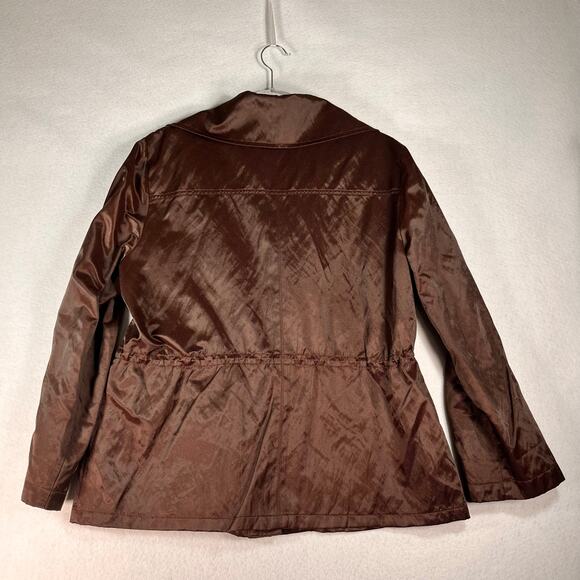 Ruby Rd. Jacket Women's 16 Metallic Brown Drawstring Waist Large Collar Pockets - Picture 10 of 10